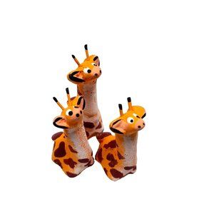 Handmade Giraffe Family Miniature Clay Figurines Set of 3